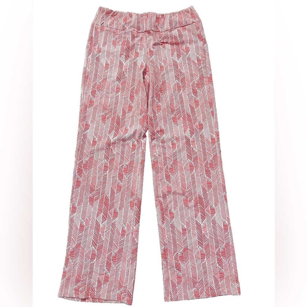 J.MCLAUGHLIN Newport Coral and White Print Pull On Pants Nylon and Spandex